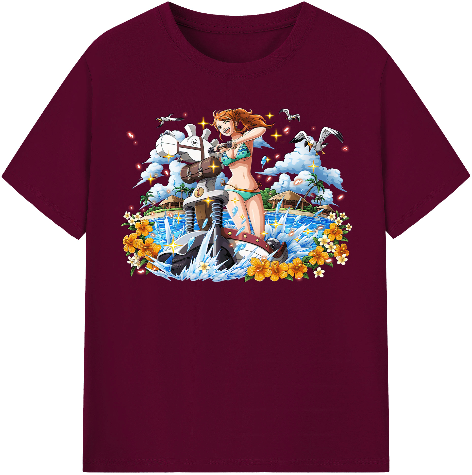 （画像用） ワンピース ナミ ONE PIECE Nami レディースカジュアルプリントTシャツ（綿100％）